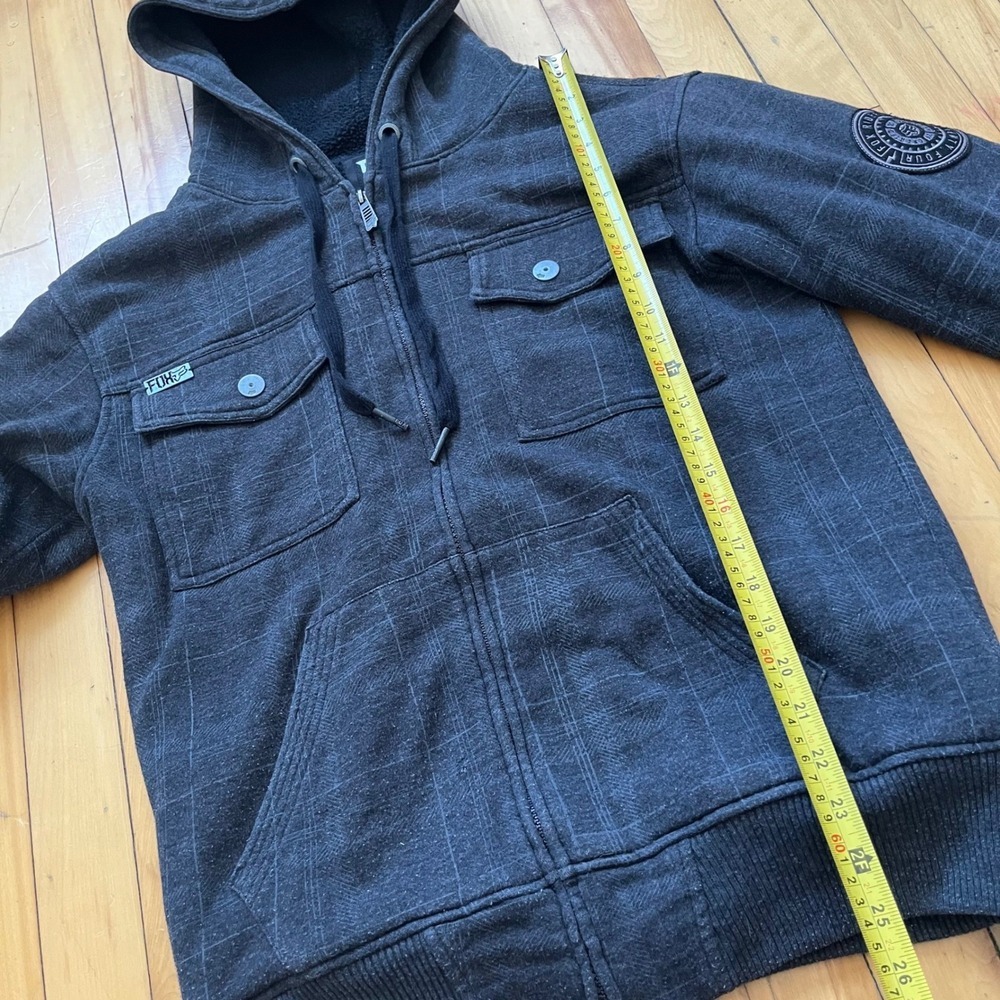 FOX Racing Mens Plaid Lined Hoodie Jacket Full Zip Sherpa Lined M - Picture 5 of 10